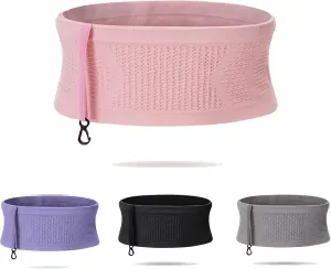 Multifunctional Knit Breathable Concealed Waist Bag - Adjustable Running Belt, Universal Running Waist Pack with Large Capacity, Running Waist Packs for Women Men Outdoor Activities (Pink, S)