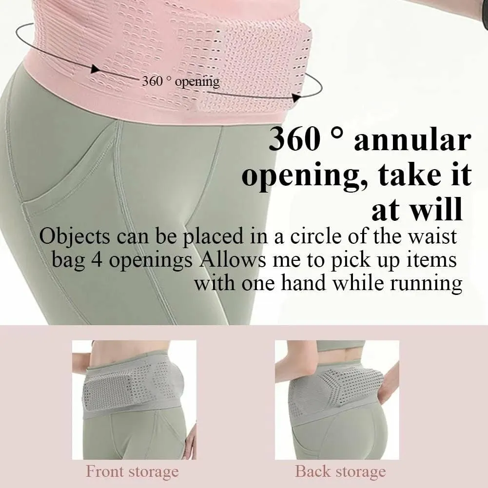 Multifunctional Knit Breathable Concealed Waist Bag,Large Capacity Adjustable Running Belt,Versatile Waist Pack for Outdoor Running and Cycling Adventures (Grey, XL)