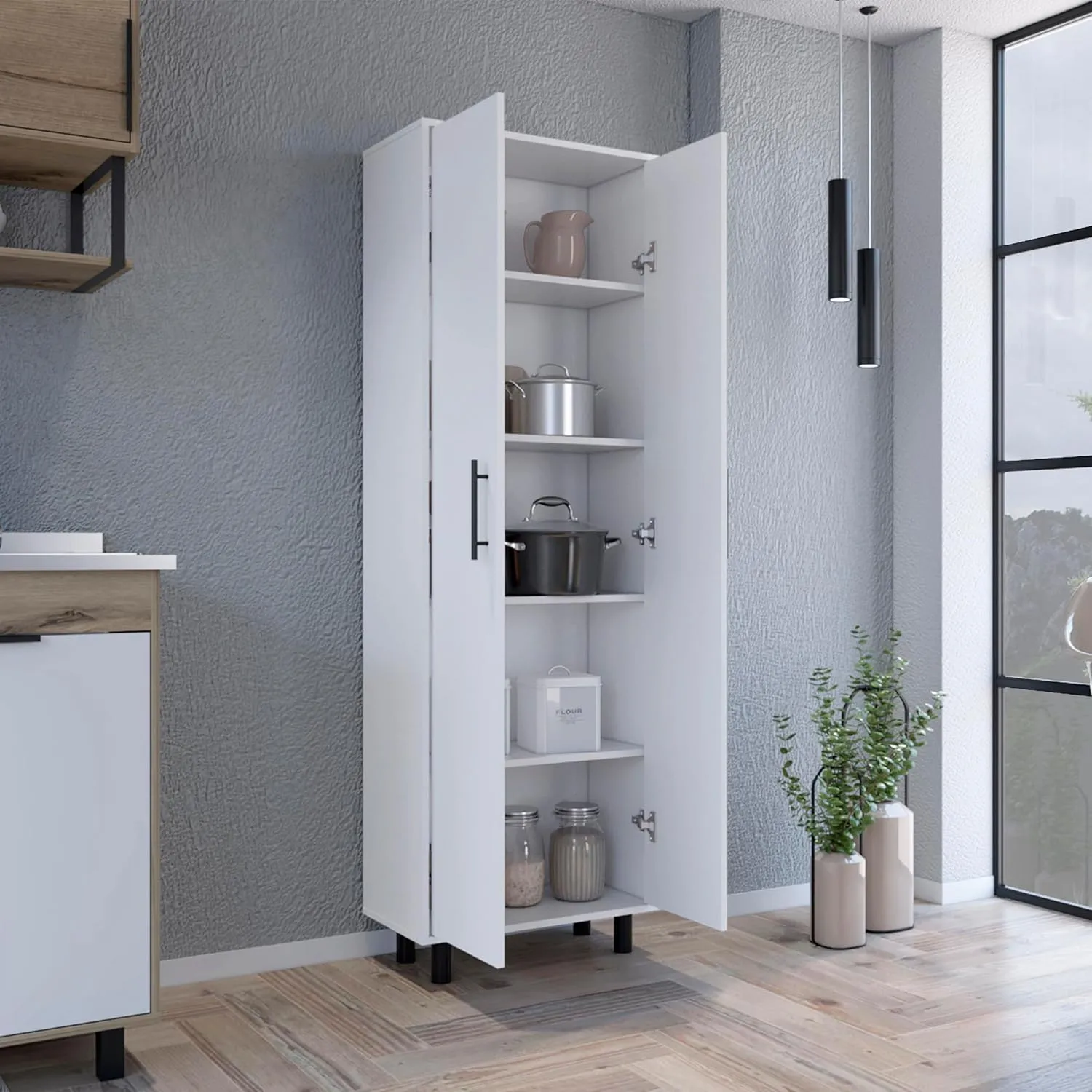 Multistorage Manacor - Organize Your Life with Stylish Five Shelves in White Finish