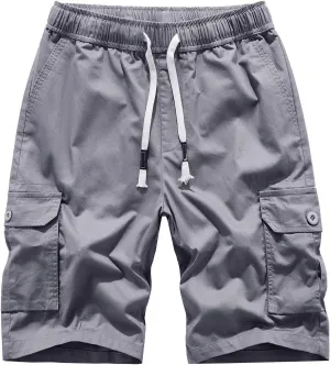 Muscularfit Mens Cotton Cargo Shorts with Pockets Drawstring Elastic Waist Camouflage Shorts Regular Fit Camo Athletic Shorts