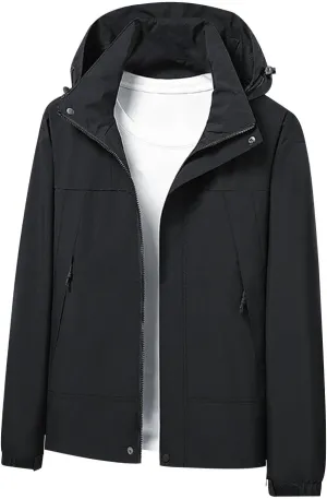 Muscularfit Mens Windproof Jacket Waterproof Lightweight Mountain Sport Jacket Fall Outdoor Fashion Hooded Windbreaker Coats