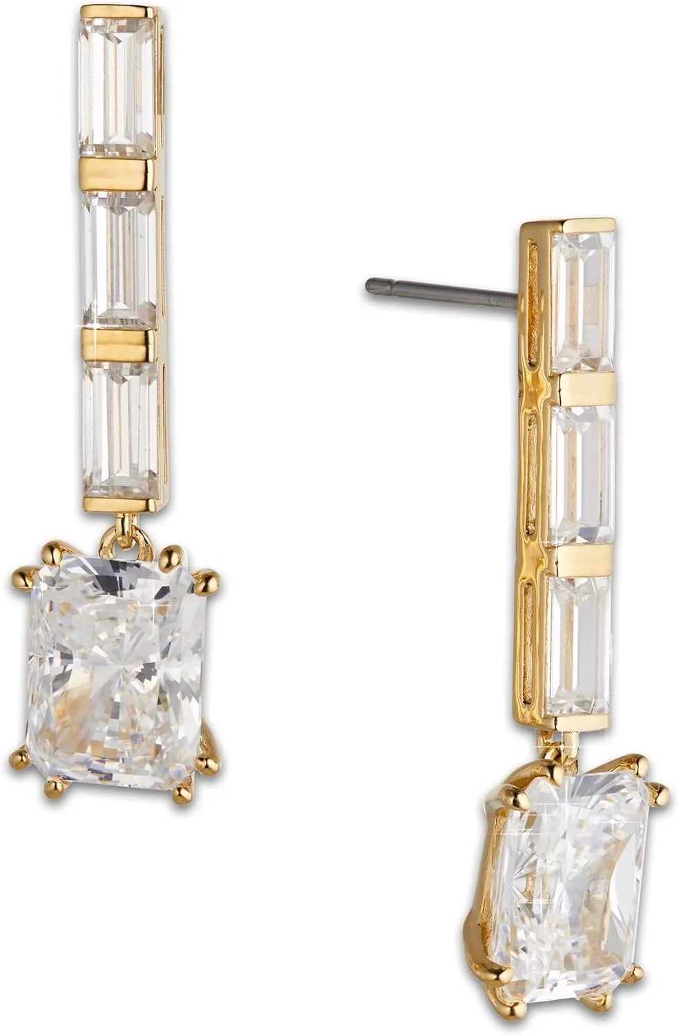 Nadri Drop Earrings For Women - Chateau Emerald Dangle Earrings for Women, Hypoallergenic Earrings For Women, Baguette and Emerald Cubic Zirconia Earrings