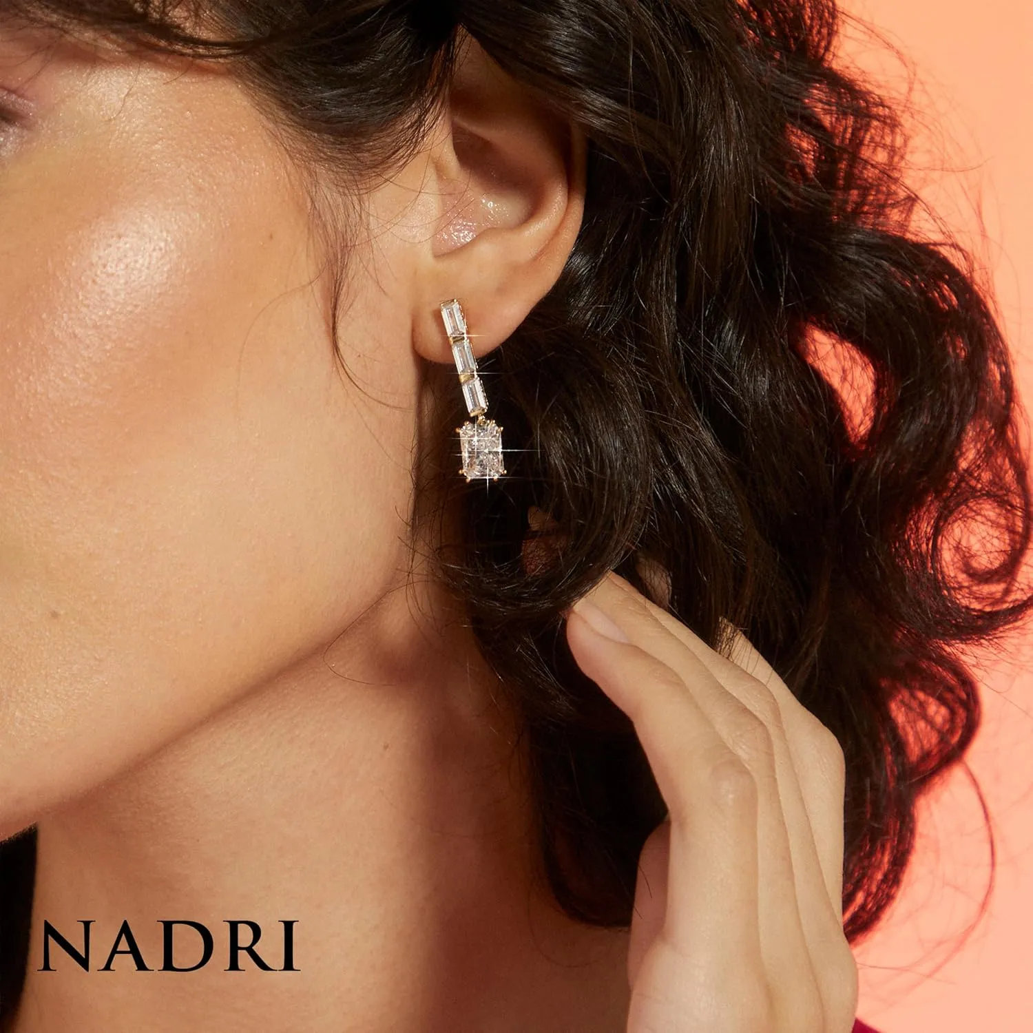 Nadri Drop Earrings For Women - Chateau Emerald Dangle Earrings for Women, Hypoallergenic Earrings For Women, Baguette and Emerald Cubic Zirconia Earrings