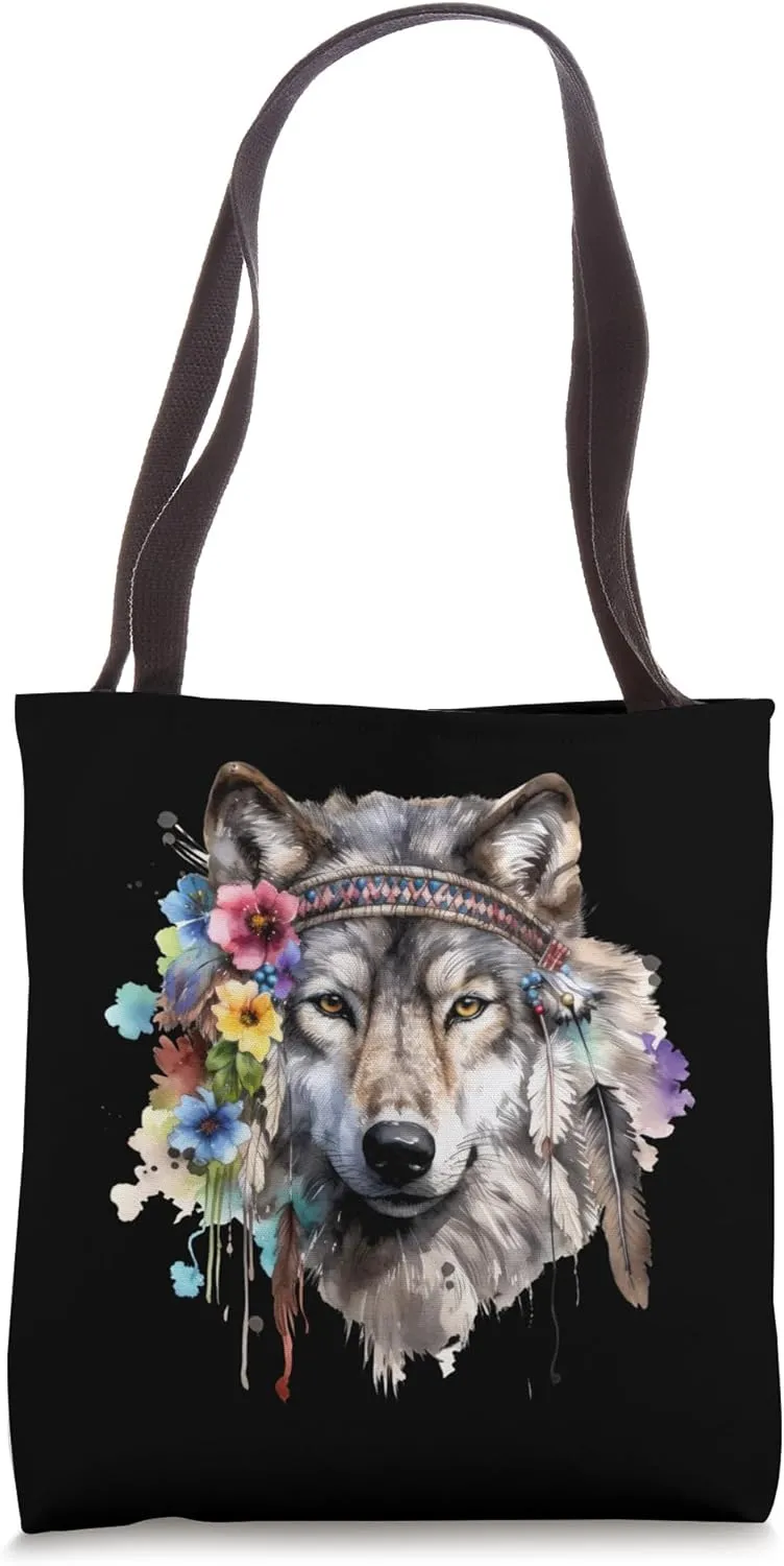 Native American Tribe Wolf Tote Bag