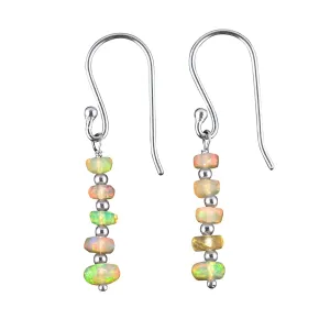 Natural Ultra Fire Ethiopian Opal Gemstone Beads Dangle Drop Earrings, Handmade Jewelry, Healing Chakra Crystals, October Birthstone, Gift for Women, 925 Sterling Silver Earrings