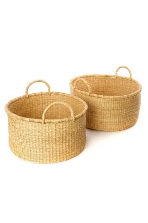 Natural Woven Grass Floor Baskets - Small