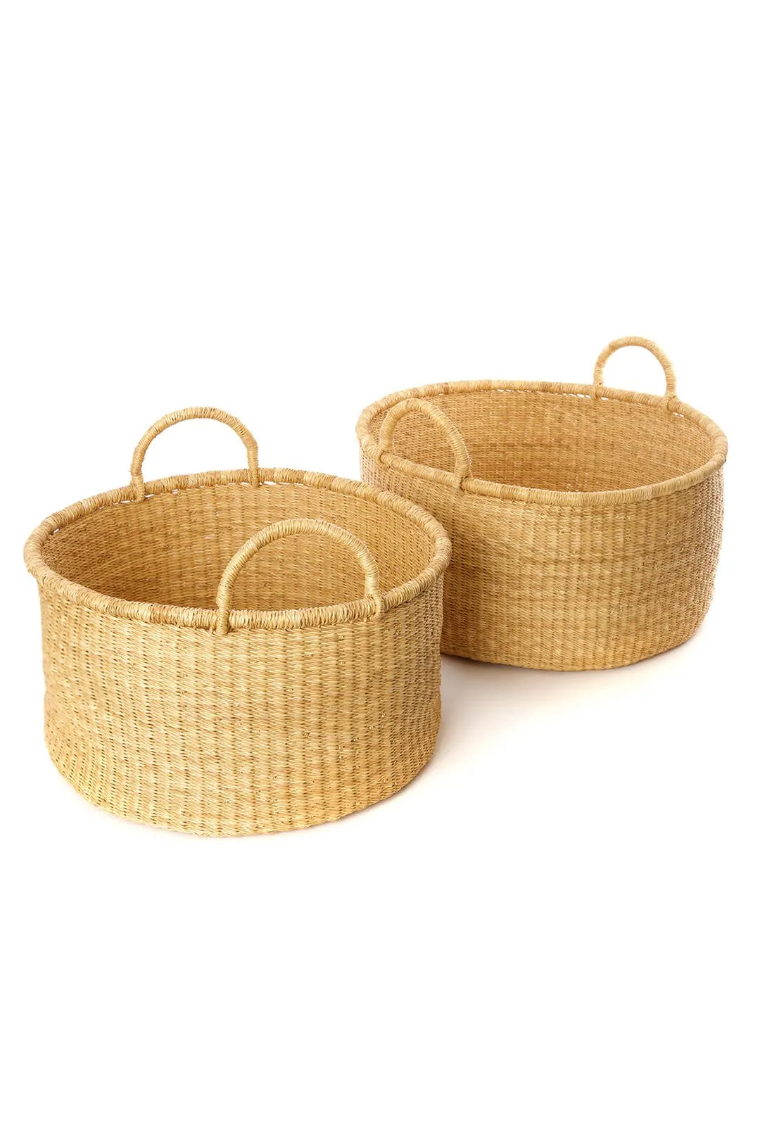 Natural Woven Grass Floor Baskets - Small