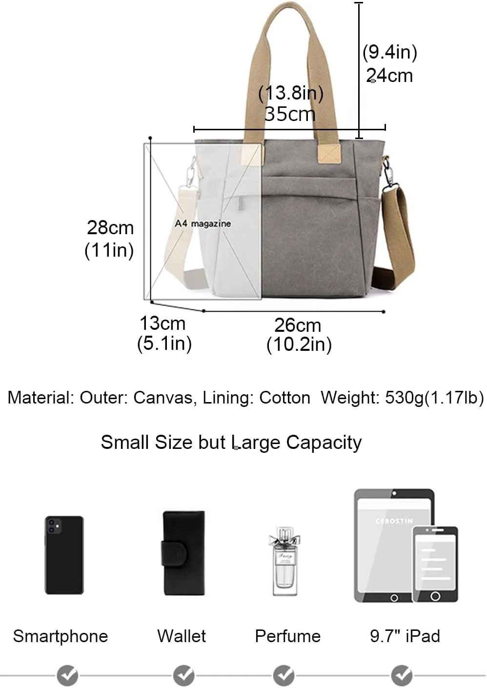 natyrlpog Canvas Tote Bag for Women Small Handbag with Zipper Shoulder Bag for Shopping Travel Work