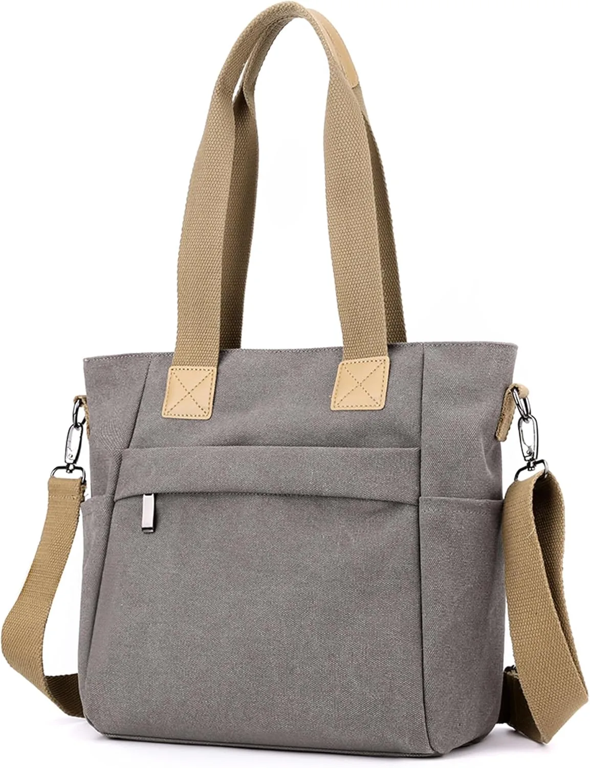 natyrlpog Canvas Tote Bag for Women Small Handbag with Zipper Shoulder Bag for Shopping Travel Work