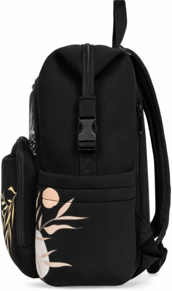 Neoprene diaper bag, minimalist backpack diaper bag, waterproof and lightweight diaper bag, diaper bag backpack with 10 diaper bag storage compartments, 1 insulated pocket(Printed black)