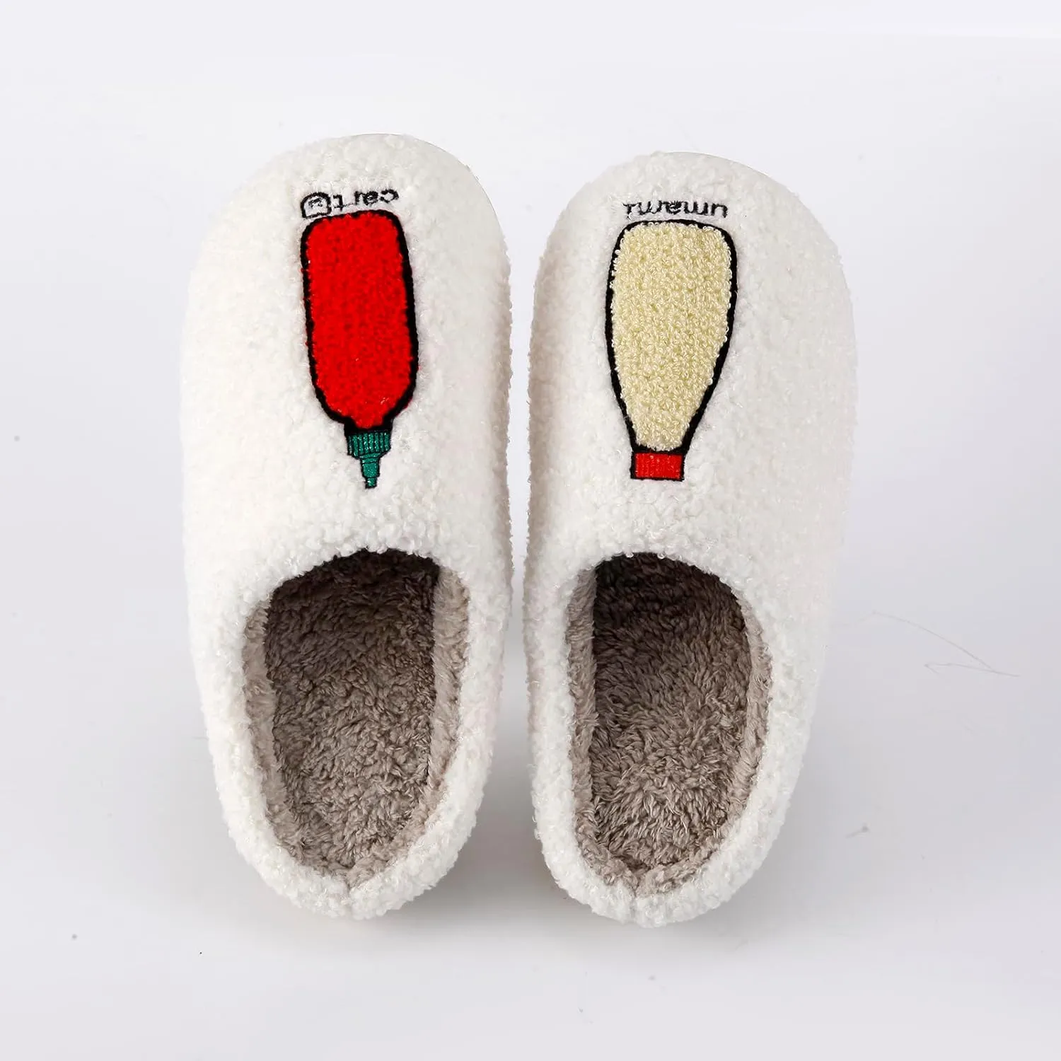 NEVEROLD Fun Cute Trendy Colorful Cartoon Illustrated Cozy Fluffy Plush Fur Slip On Cushion House Slippers for Women, Men, Girls, and Boys