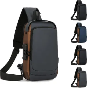 New Carbon Fiber Streamline Anti, 2025 New Anti-Theft Backpack, Usb Waterproof, Crossbody, Sport Waterproof Shoulder Bag (gray)