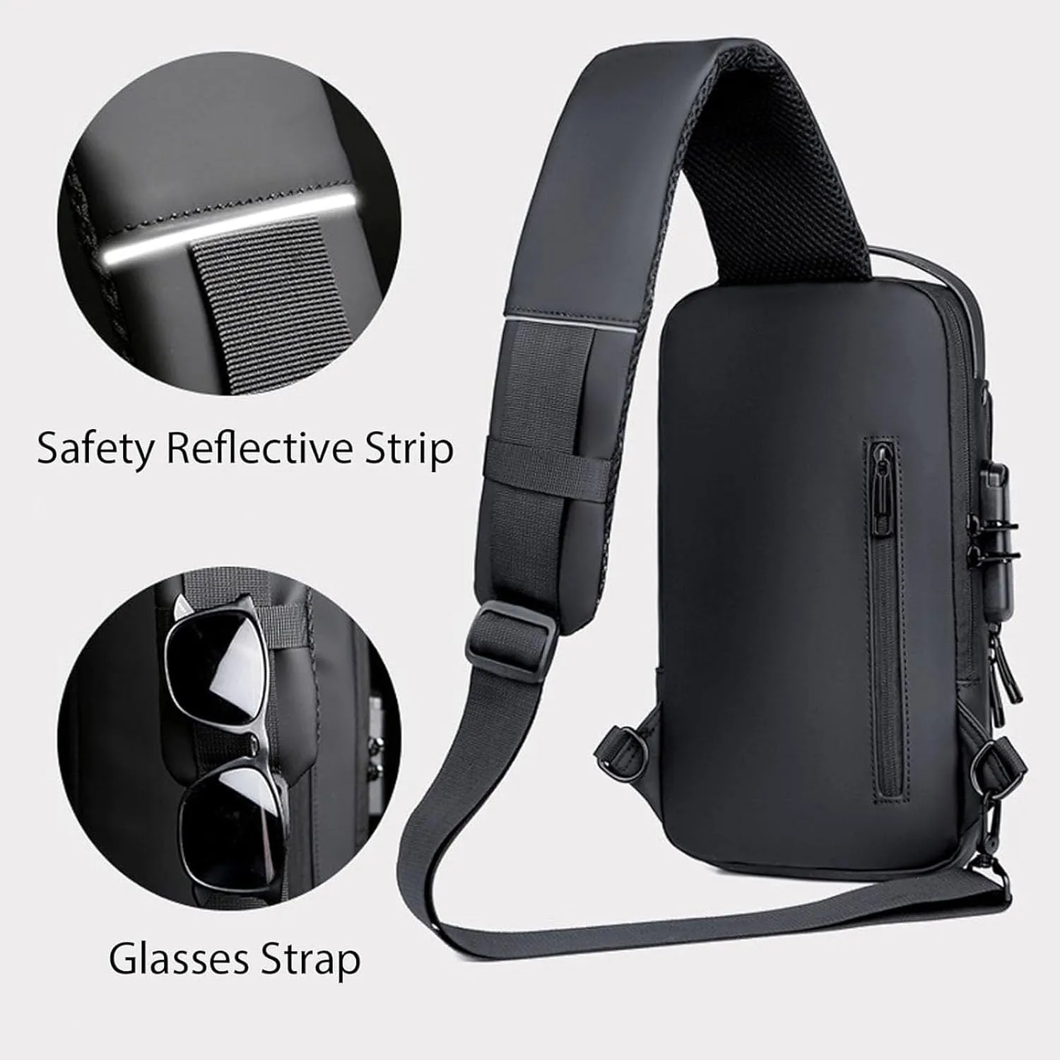 New Carbon Fiber Streamline Anti-theft Sling Bag-USB Charging & Lock, Waterproof Cross Body Anti Theft Sport Shoulder Purse (B Set)