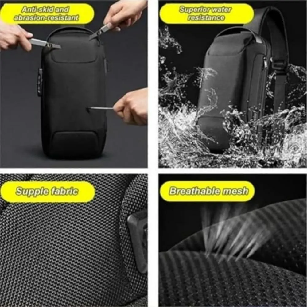 New Carbon Fiber Streamline Anti-Theft Sling Bag,USB charging port Sport Waterproof Shoulder Bag, for Travel Gym Sports (Blue)