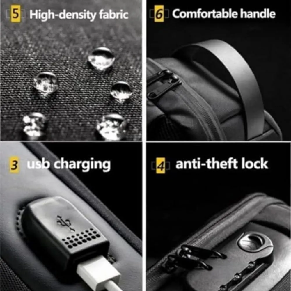 New Carbon Fiber Streamline Anti-Theft Sling Bag,USB charging port Sport Waterproof Shoulder Bag, for Travel Gym Sports (Blue)