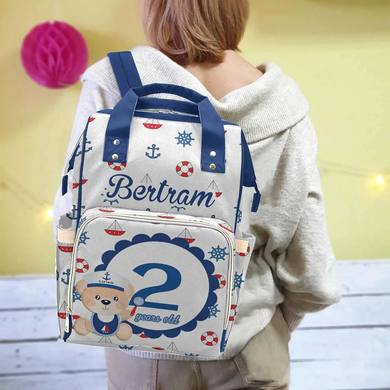 Newcos Name Diaper Bag Backpack Custom Multi-Function Baby Bag Customized Nursing Mommy Backpack with Large Capacity for Mother's Day Birthday