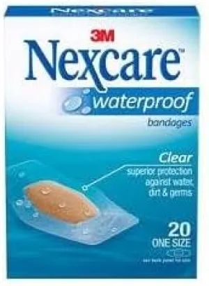 Nexcare 3M Waterproof Bandages, Clear, 1 X 2-1/4 Inches, 20 Count (Pack of 6)