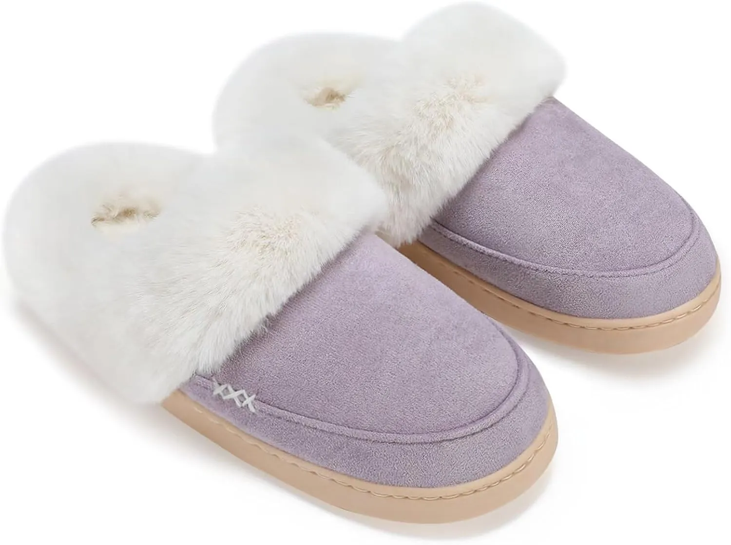 NineCiFun Women's and Men's Suede House Slippers Slip on Fuzzy Slippers with Faux Fur Lining Indoor Outdoor Home Shoes with Rubber Sole