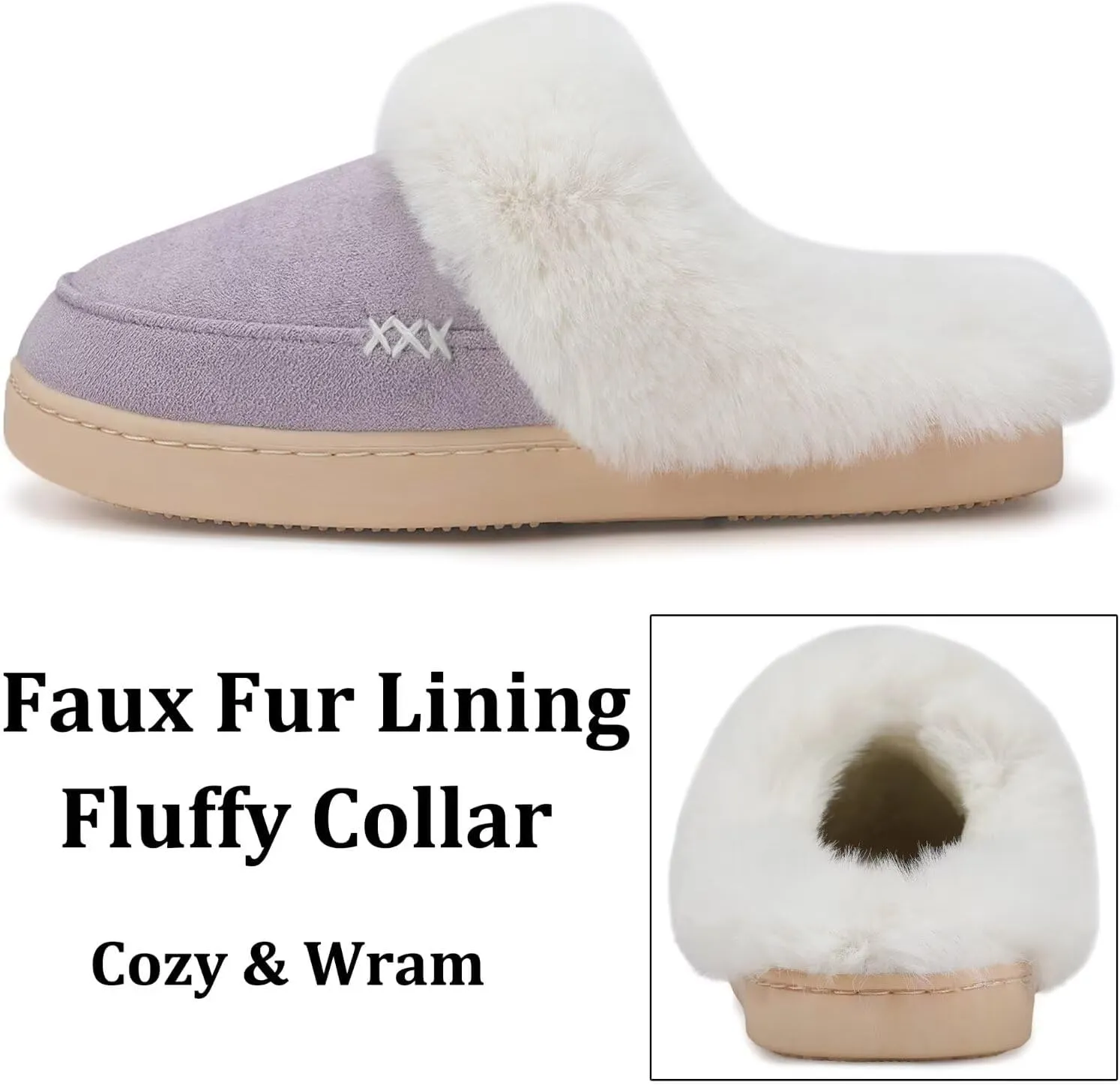 NineCiFun Women's and Men's Suede House Slippers Slip on Fuzzy Slippers with Faux Fur Lining Indoor Outdoor Home Shoes with Rubber Sole