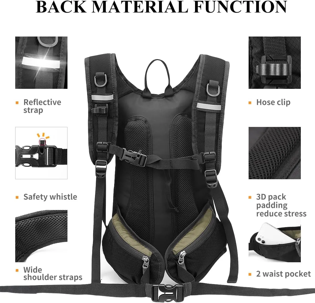 NONSAR Hydration Backpack, Hiking Backpack with 3L Water Bladder, Lightweight Insulation Hydration Pack, Water Backpack for Hiking, Cycling, Running, Festival, Camping for Men Women