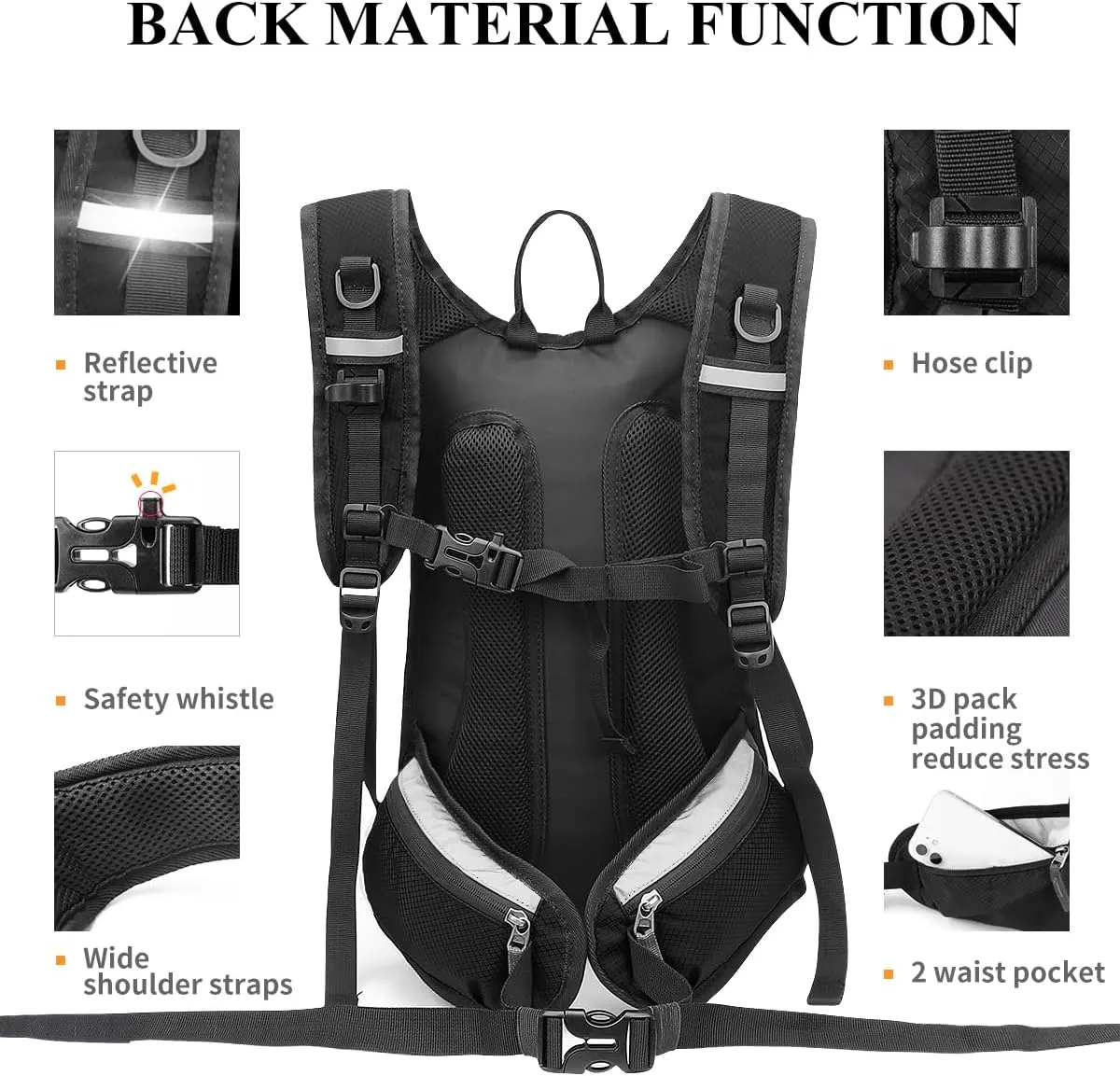 NONSAR Hydration Backpack, Hiking Backpack with 3L Water Bladder, Lightweight Insulation Hydration Pack, Water Backpack for Hiking, Cycling, Running, Festival, Camping for Men Women