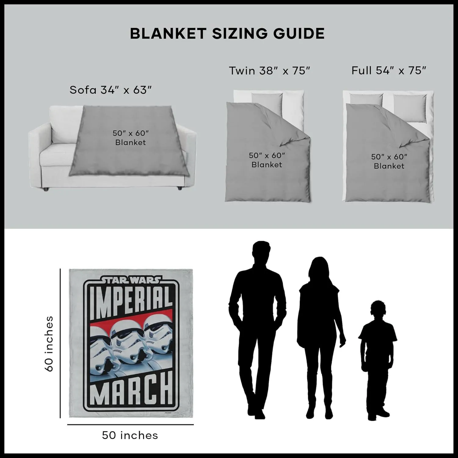 Northwest Star Wars Silk Touch Throw Blanket, 50" x 60", Imperial March