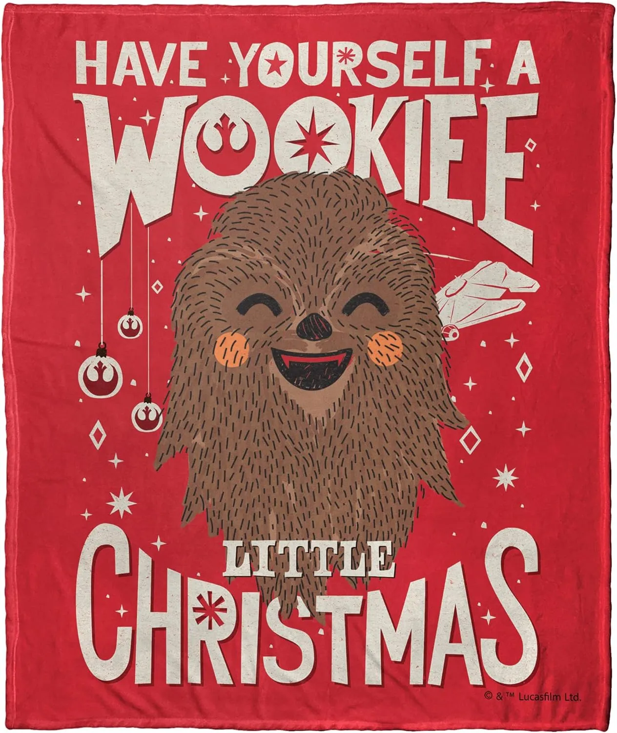 Northwest Star Wars Silk Touch Throw Blanket, 50" x 60", Wookie Xmas