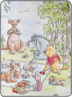 Northwest Winnie The Pooh Micro Raschel Throw Blanket, 46" x 60", Friend Picnic