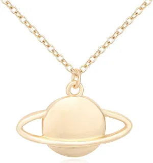 NOUMANDA Rose Gold Silver Plated Saturn Planet Necklace Stylish Collarbone Jewelry for Women