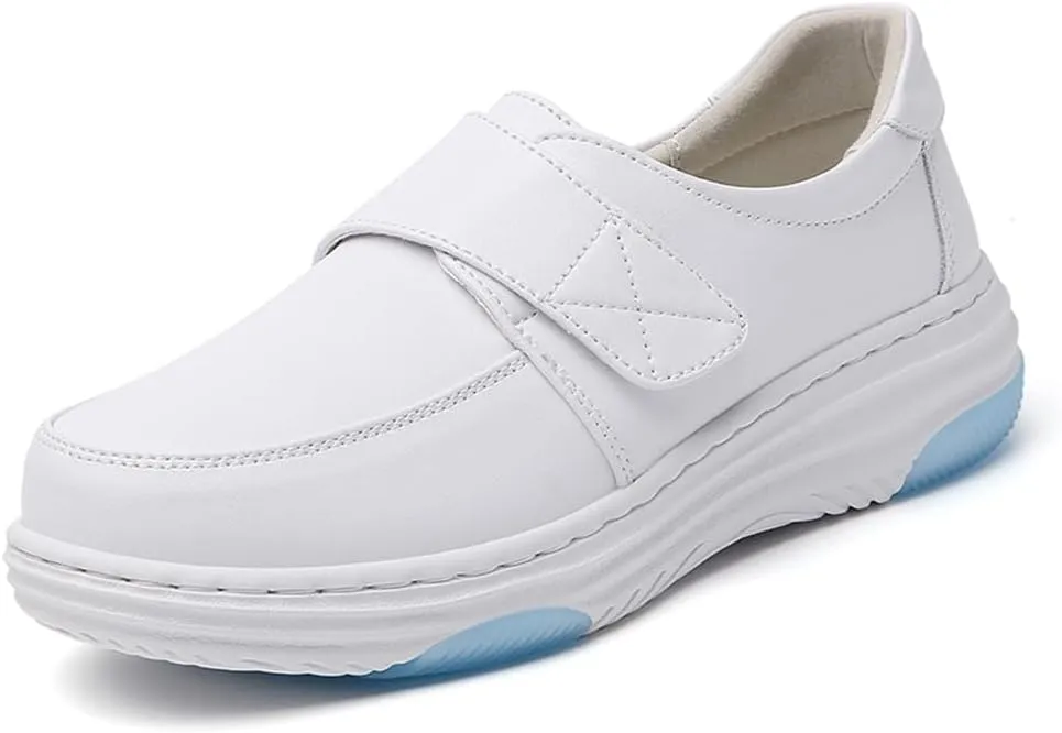 Nurse Shoes for Women Comfortable Nursing Shoes Slip On Waterproof Healthcare Work Sneakers White Leather for Running Gym