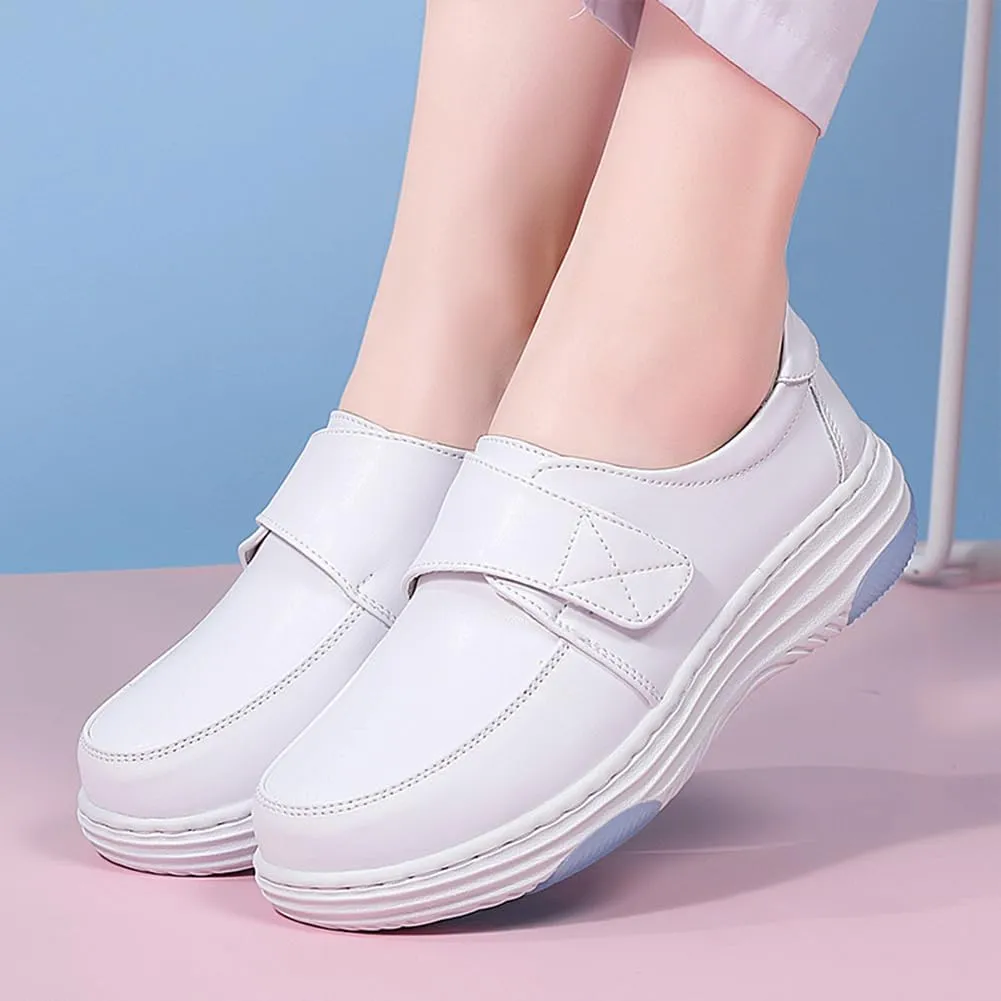 Nurse Shoes for Women Comfortable Nursing Shoes Slip On Waterproof Healthcare Work Sneakers White Leather for Running Gym