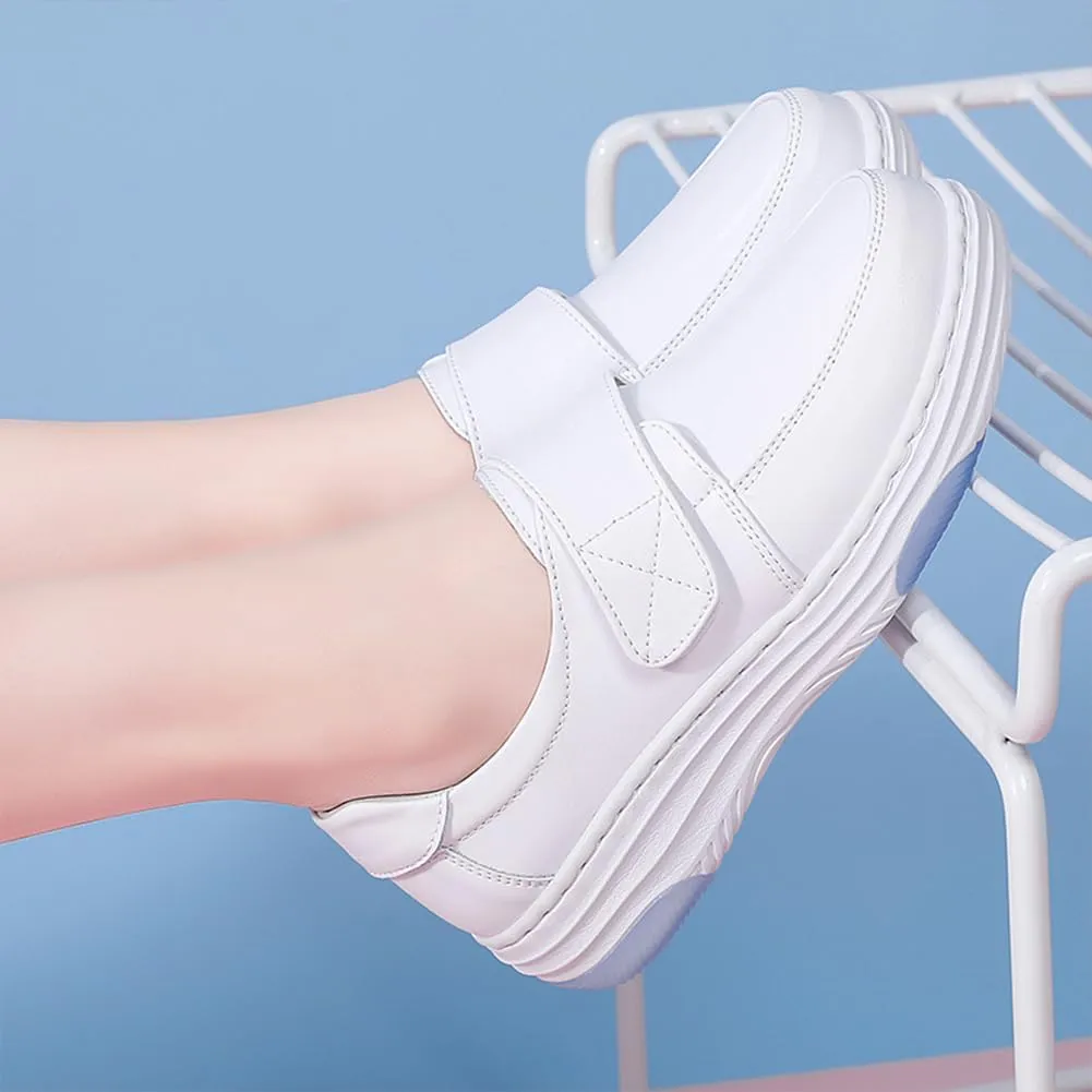 Nurse Shoes for Women Comfortable Nursing Shoes Slip On Waterproof Healthcare Work Sneakers White Leather for Running Gym