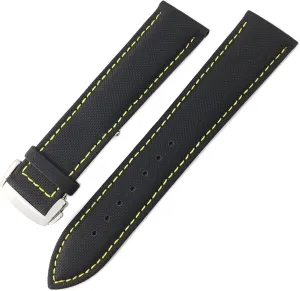 Nylon Canvas Watchband 19mm 20mm 21mm 22mm for Tissot Watch Strap (Color : Black Yellow, Size : 21MM)