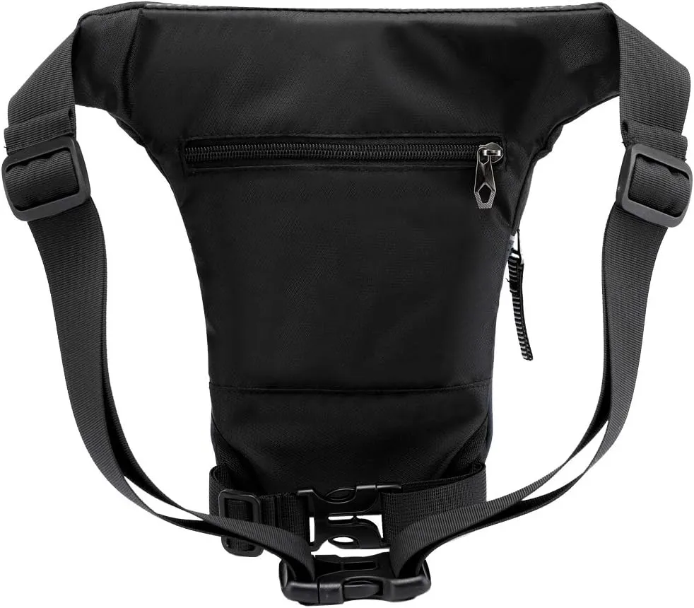 Nylon Drop Leg Bag Waist Pack for Men Women Motorcycle Bike Riding Cycling Fanny Pack Travel Outdoor Hiking Tactical Sling Crossbody Shoulder Pouch (Black)