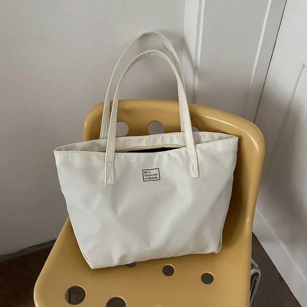 Nylon Tote Bag for Women Waterproof Shoulder Handbag with Zipper