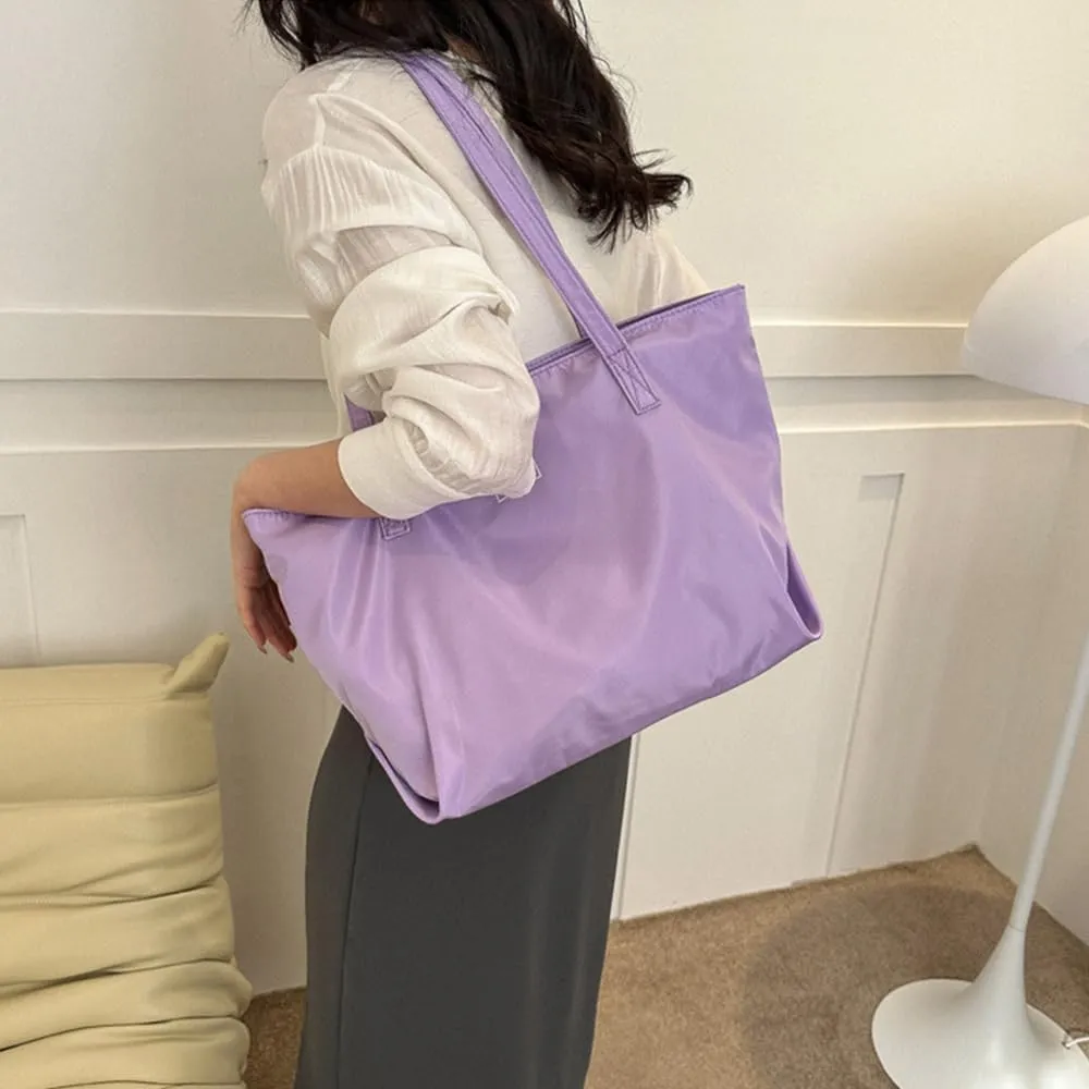Nylon Tote Bag for Women Waterproof Shoulder Handbag with Zipper