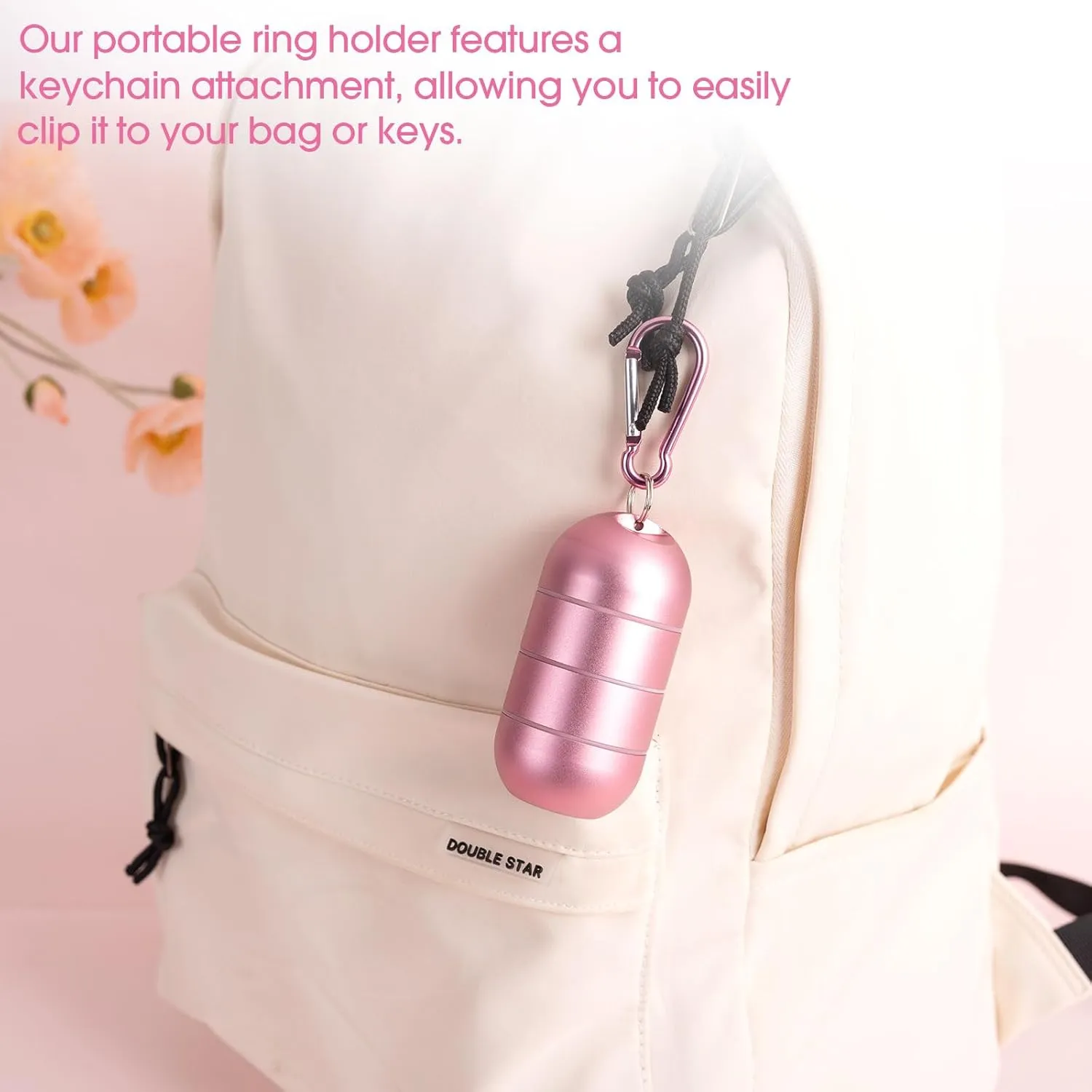 OAOLEER Travel Ring Holder Keychain, Jewelry Holder Keychain Traveling Ring Keychain Holder 3 Layers, Small Necklace Holder Bracelet Holder for Gym Sports Bag