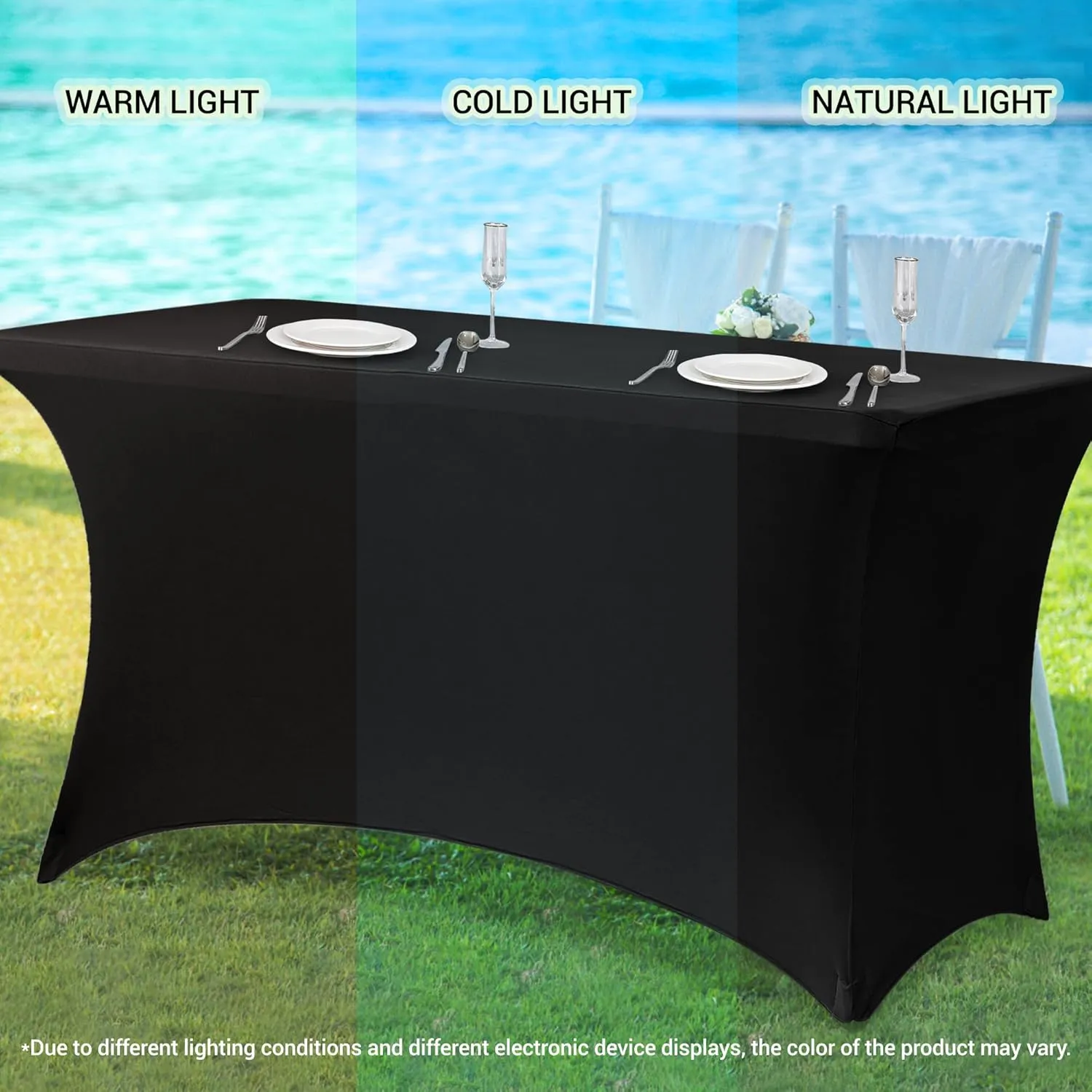 Obstal 6ft Stretch Spandex Table Cover for Standard Folding Tables - 2 Pack Universal Rectangular Fitted Tablecloth Protector for Wedding, Banquet and Party,72L x 30W x 30H Inches, Aqua, 2pc