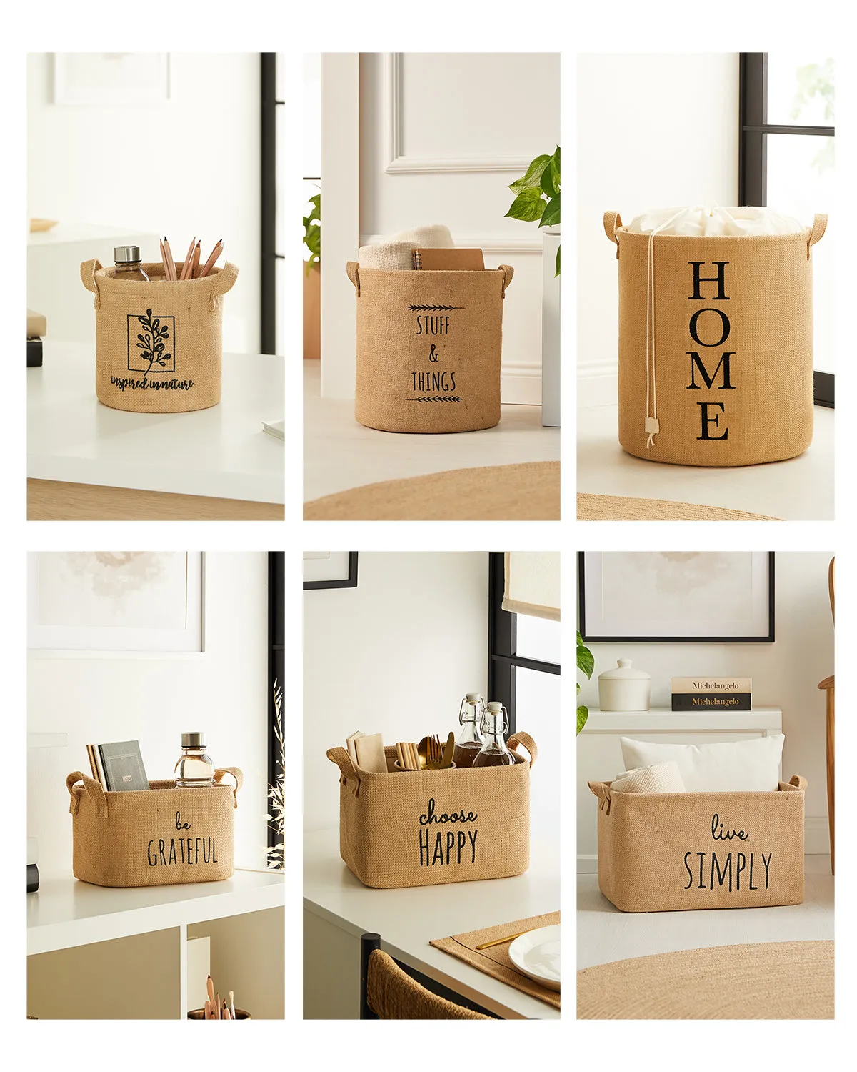 Ocean Home Textile Jute Basket, Set Of 6