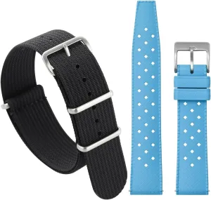 One-Piece Nylon Military Watch Straps,with FKM Rubber Watch Strap 20mm