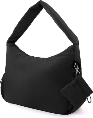ORAD Nylon Shoulder Bag for Women Puffer Nylon Hobo Purse Lightweight Large Nylon Hobo Handbag Nylon Crescent Bag with Zipper