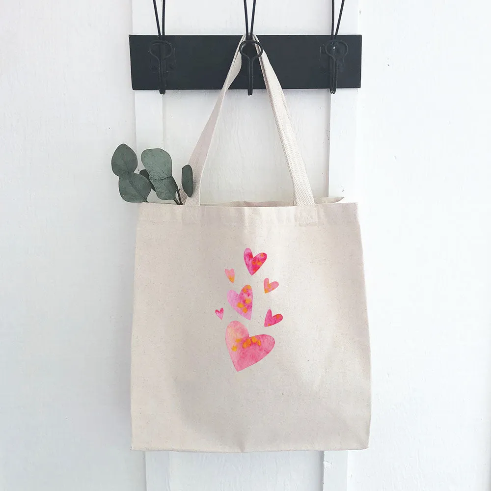 Orange and Pink Group of Hearts - Canvas Tote Bag