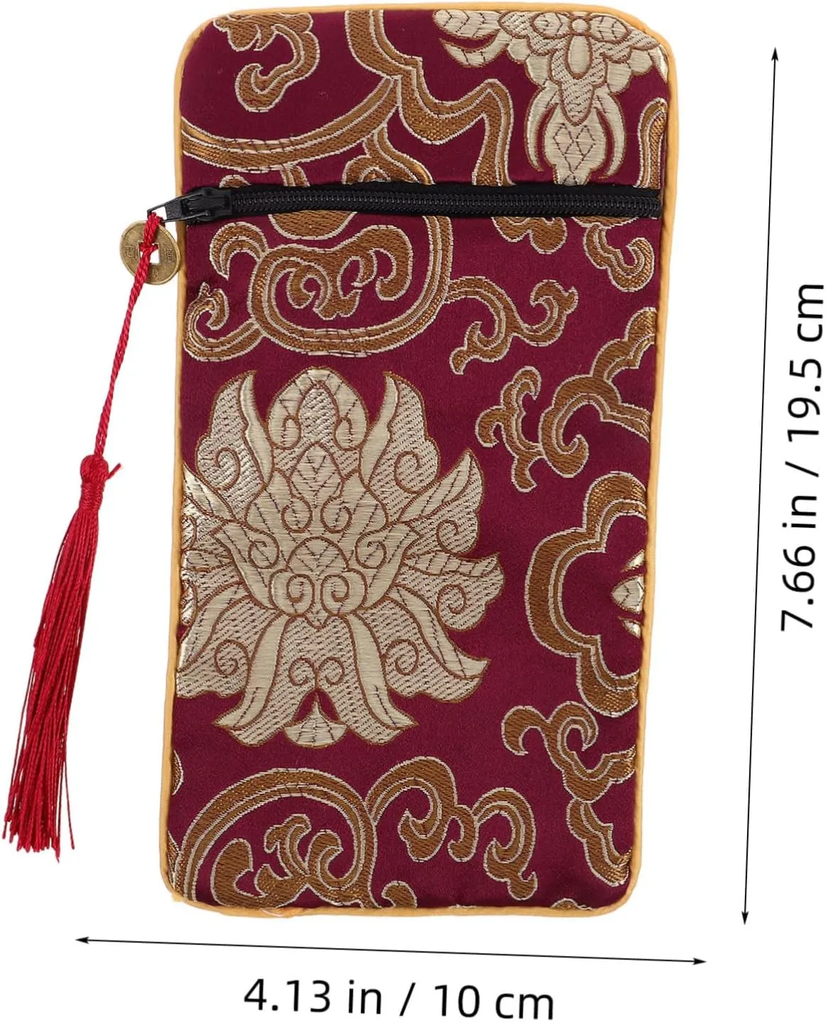 ORFOFE Multipurpose Rectangular Book Bag Zipper Stylish Brocade Bag for Bible Jewelry and Small Items