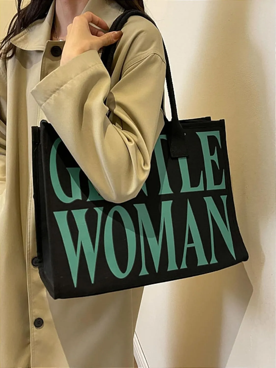 Original Gentle Woman Tote Bag Large Canvas Stylish Handbag Fashion Shoulder Purse with Handle Travel Everyday Bag