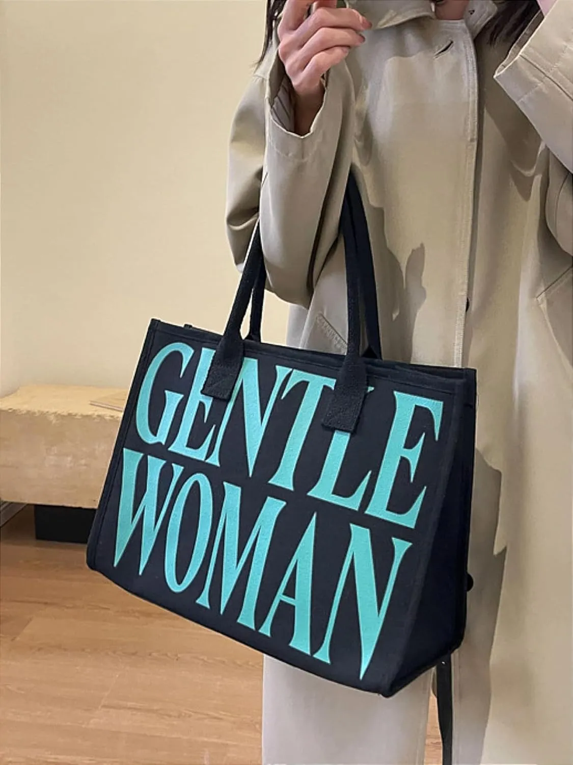 Original Gentle Woman Tote Bag Large Canvas Stylish Handbag Fashion Shoulder Purse with Handle Travel Everyday Bag
