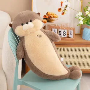 Otter Stuffed Animal 27.5" Big Stuffed Otter Plush Toy Cute Seal Plush Sea Otter Stuffed Animal Otter Plushies Decor Birthday Valentine's Day Gift for Kids Girlfriend Brown