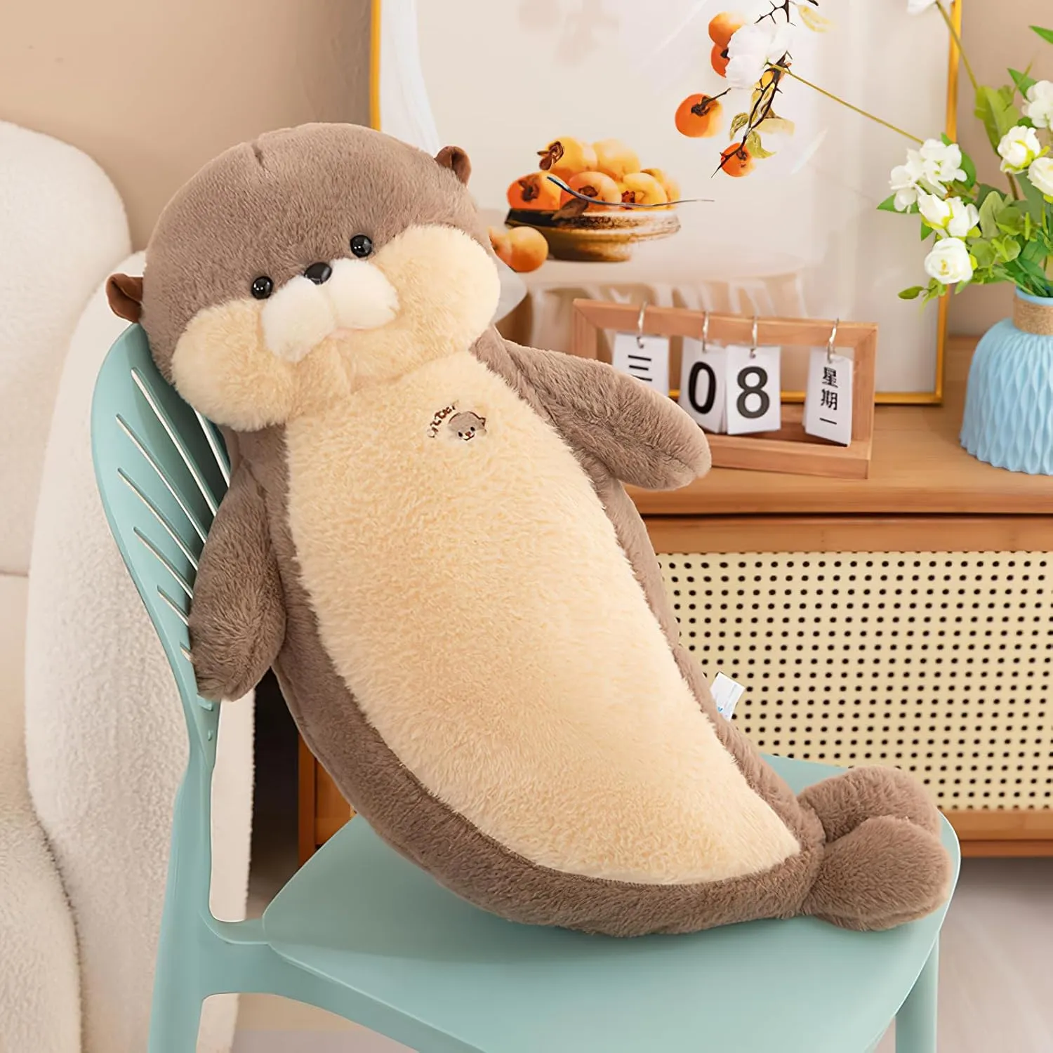 Otter Stuffed Animal 27.5" Big Stuffed Otter Plush Toy Cute Seal Plush Sea Otter Stuffed Animal Otter Plushies Decor Birthday Valentine's Day Gift for Kids Girlfriend Brown