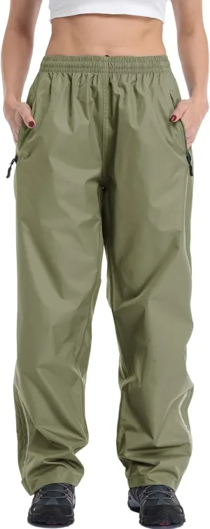 Ourcan Rain Pants Women Waterproof Pants Lightweight Breathable Hiking Cycling Outdoor with Pocket