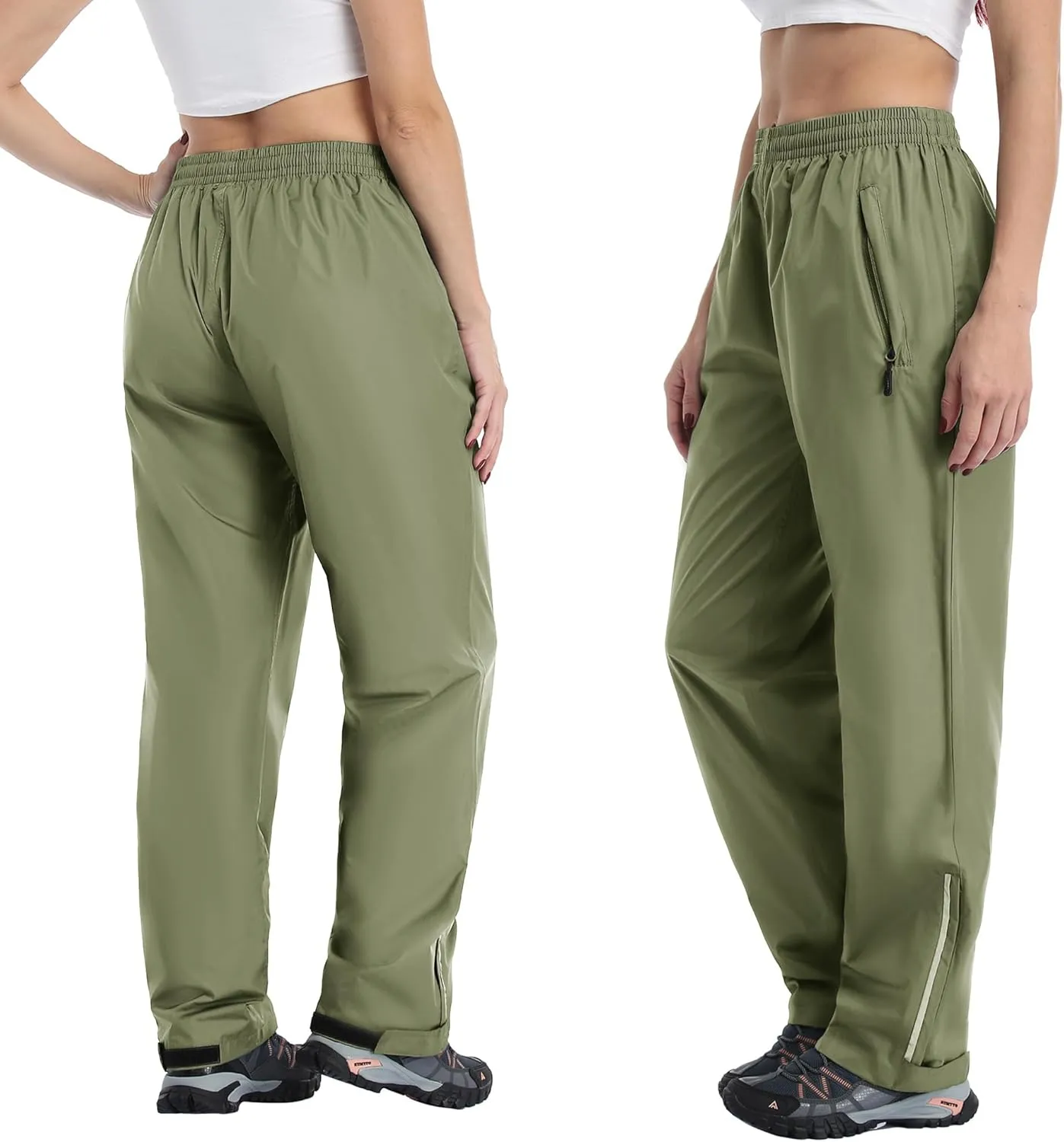 Ourcan Rain Pants Women Waterproof Pants Lightweight Breathable Hiking Cycling Outdoor with Pocket