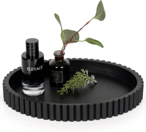 Oval Tray for Coffee Table Decor, 13" Concrete Tray, Table Centerpieces Decorative Trays for Home Decor, Modern Decorative Trays for Coffee Tables, Centerpiece Trays, Black